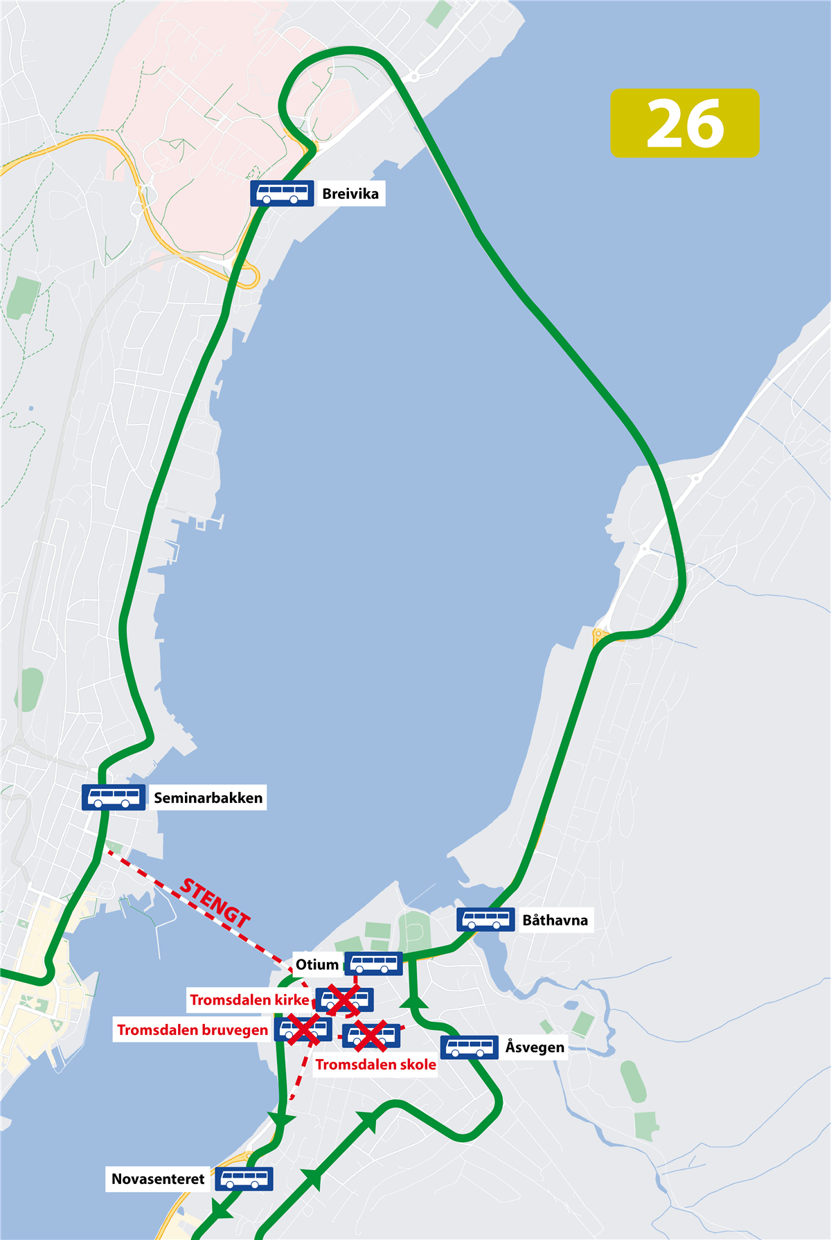 Mappa della tangenziale Tromsøbrua. illustrazione. - Fare clic per l'immagine ingrandita