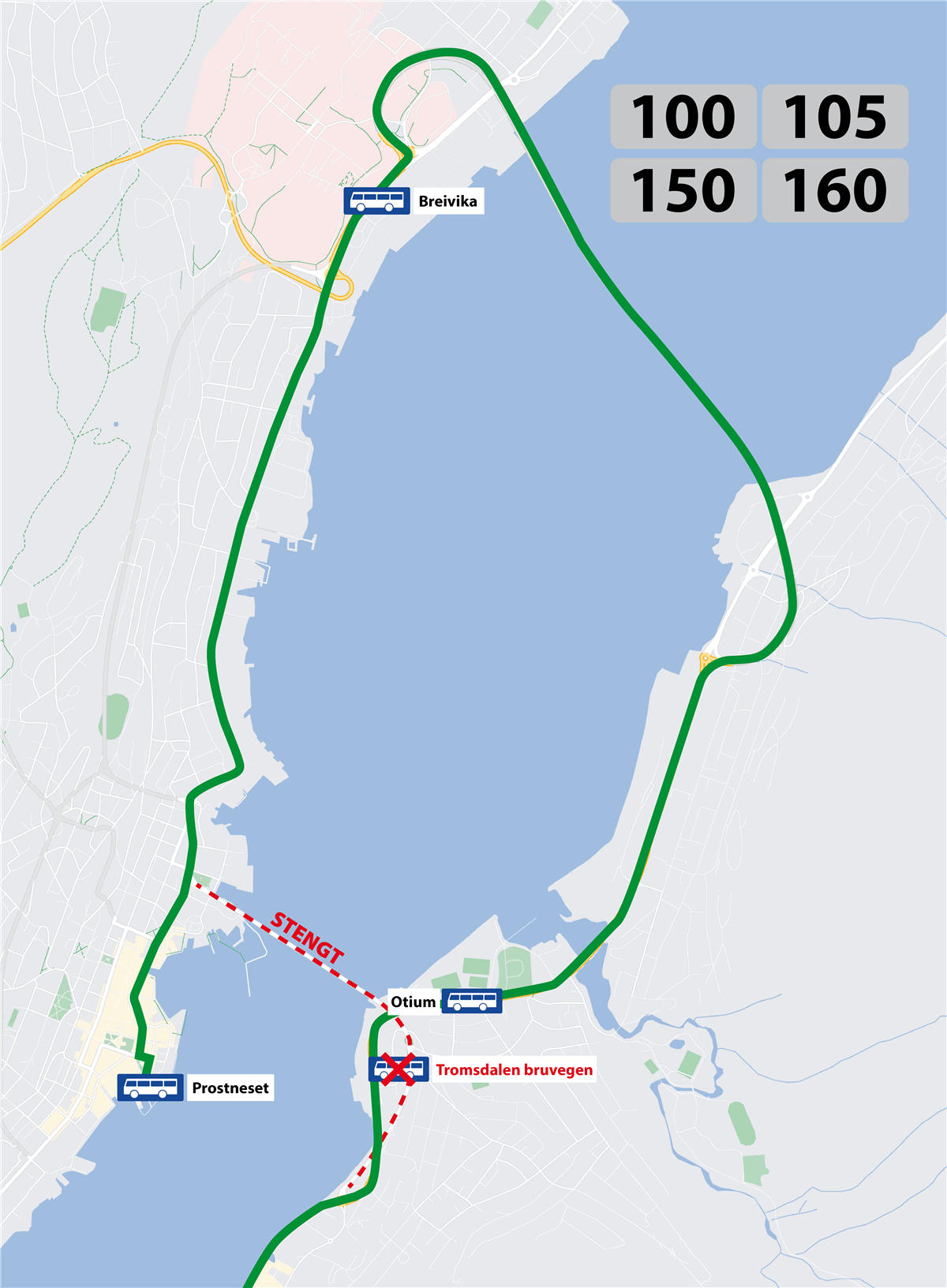 Mappa della tangenziale Tromsøbrua. illustrazione. - Fare clic per l'immagine ingrandita