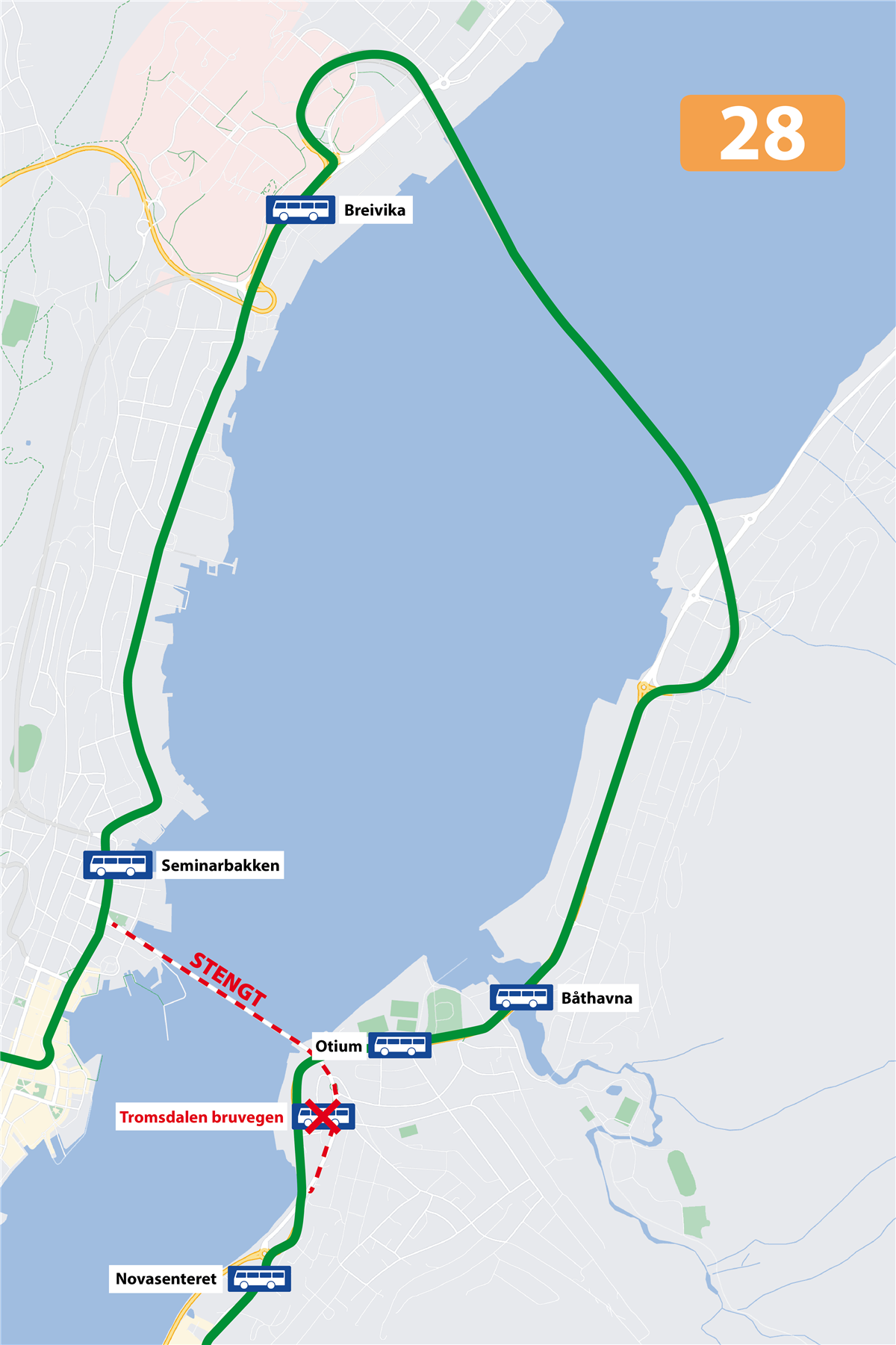 Mappa della tangenziale Tromsøbrua. illustrazione. - Fare clic per l'immagine ingrandita