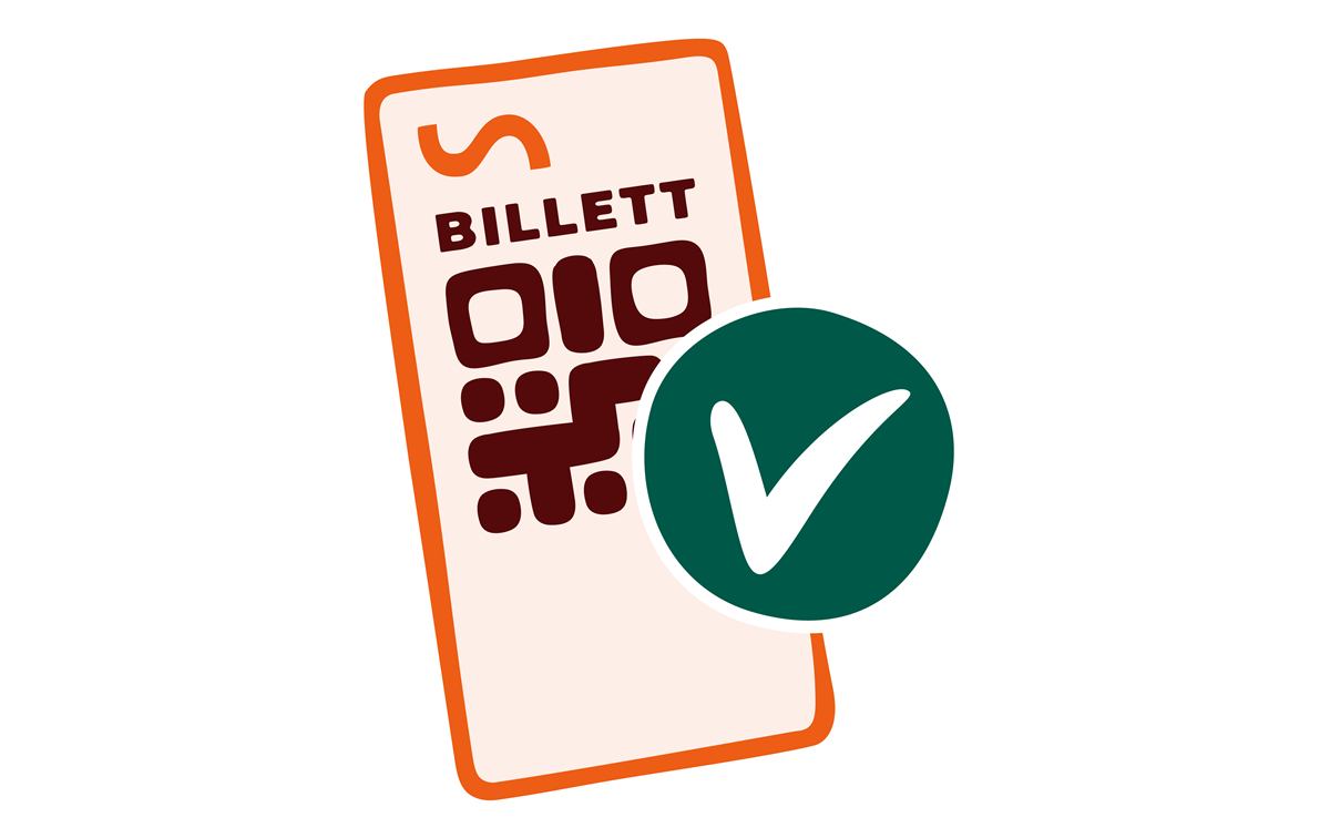 Illustrasjon av billett på mobil - Klikk for stort bilde